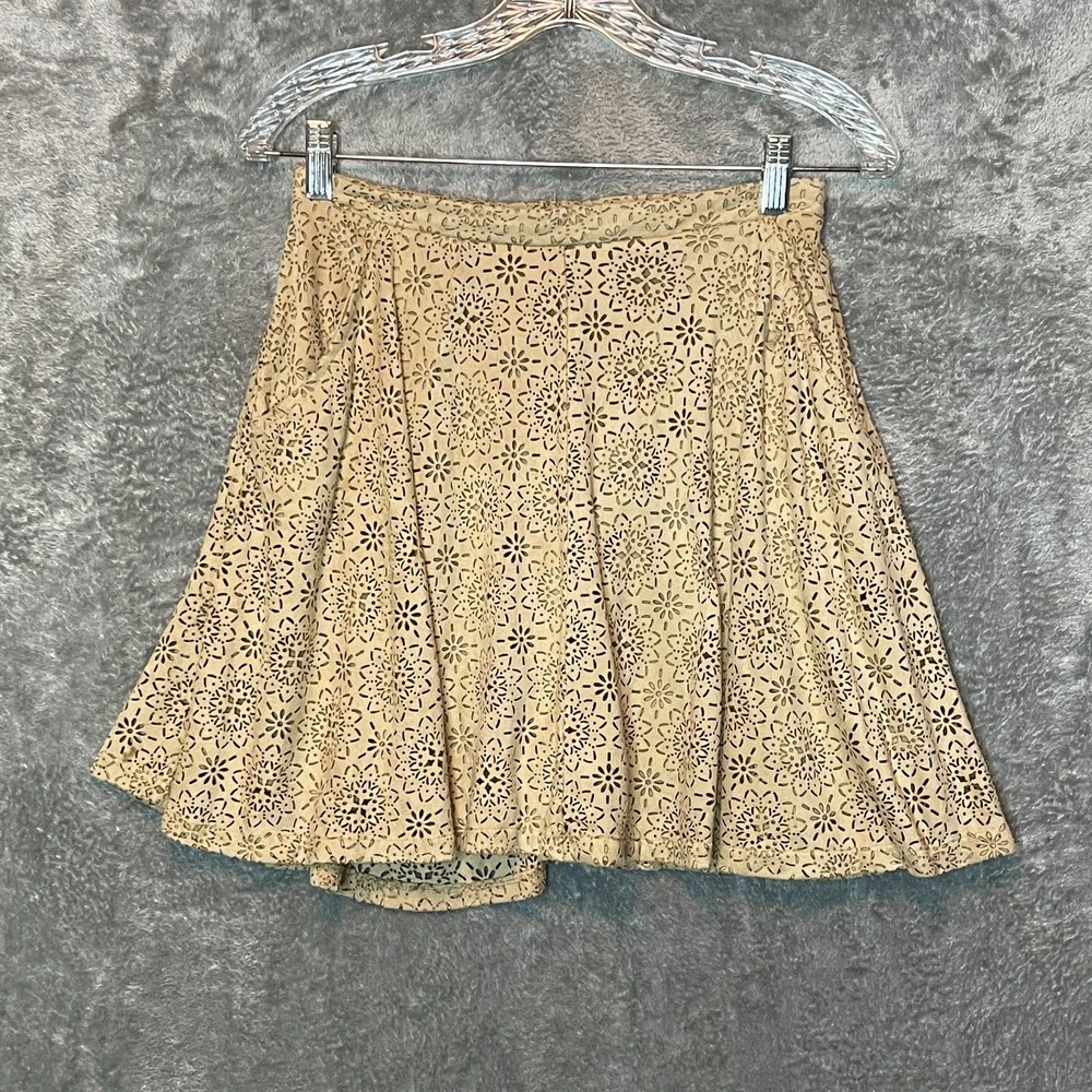 Altard State Juniors Faux Suede Leather Mandala Geometric Circle Skater Skirt L
